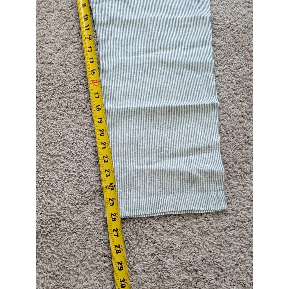 Quince 100% European Linen Tapered Ankle Pant Blue Pinstripe Size Small NWT